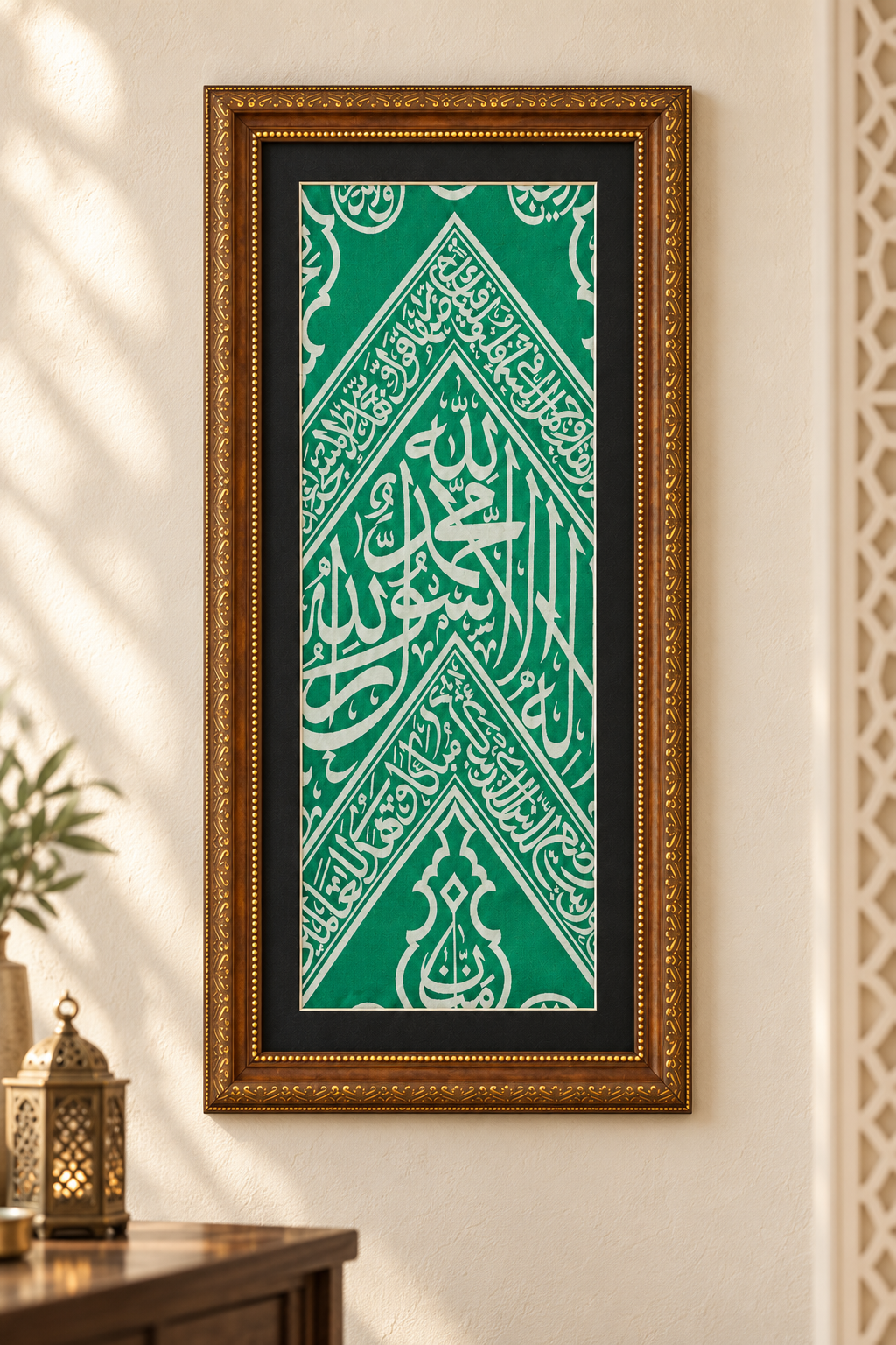 Original Green Color Authentic Frame İnternal Kaaba Cloth - İslamic Home Decor - Ramadan Decor