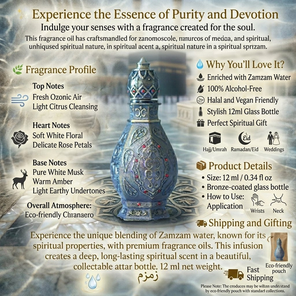 Zamzam Water Fragrance Oil Essence Infused Spiritual Perfume, islamic Essence Perfume